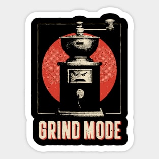 Grind Mode Coffee Grinder Funny Robot Face Shirt Sticker